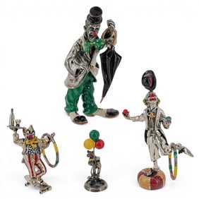 (4 pcs) Italian Sterling Silver Clown Figurines