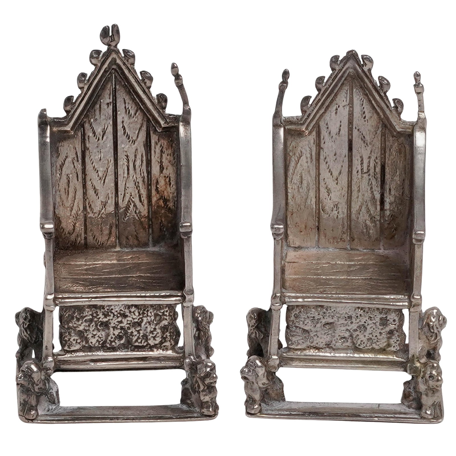 Pair Sterling Silver Miniature Coronation Thrones (1 of 8)