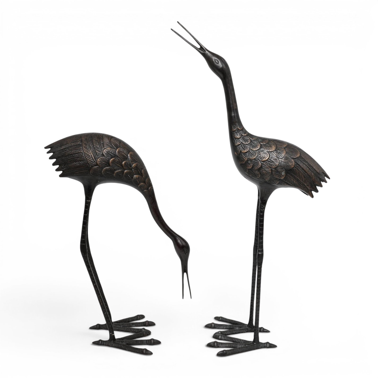 Pair Of Bronze Patinated Heron Sculptures (1 of 15)
