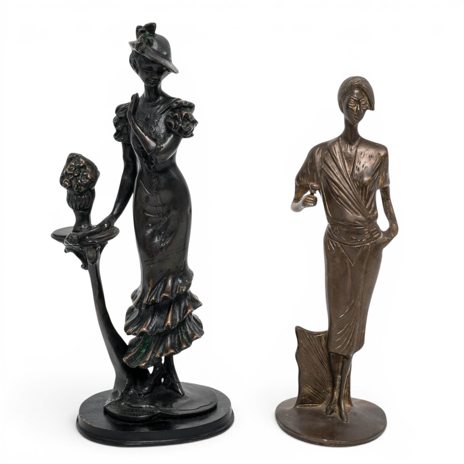 (2 pc) Art Nouveau Style Bronze Sculptures (1 of 10)