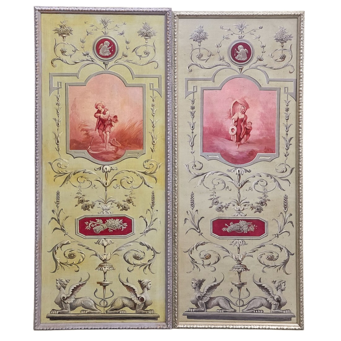 Pair Napoleon III Style Oil on Canvas Architectural Panels (1 of 6)