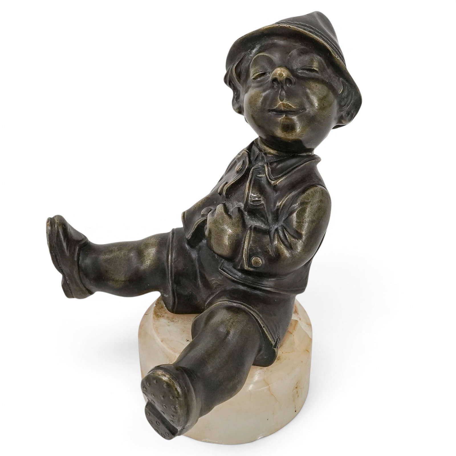 Antique Bronze Smiling Boy Figurine (1 of 6)