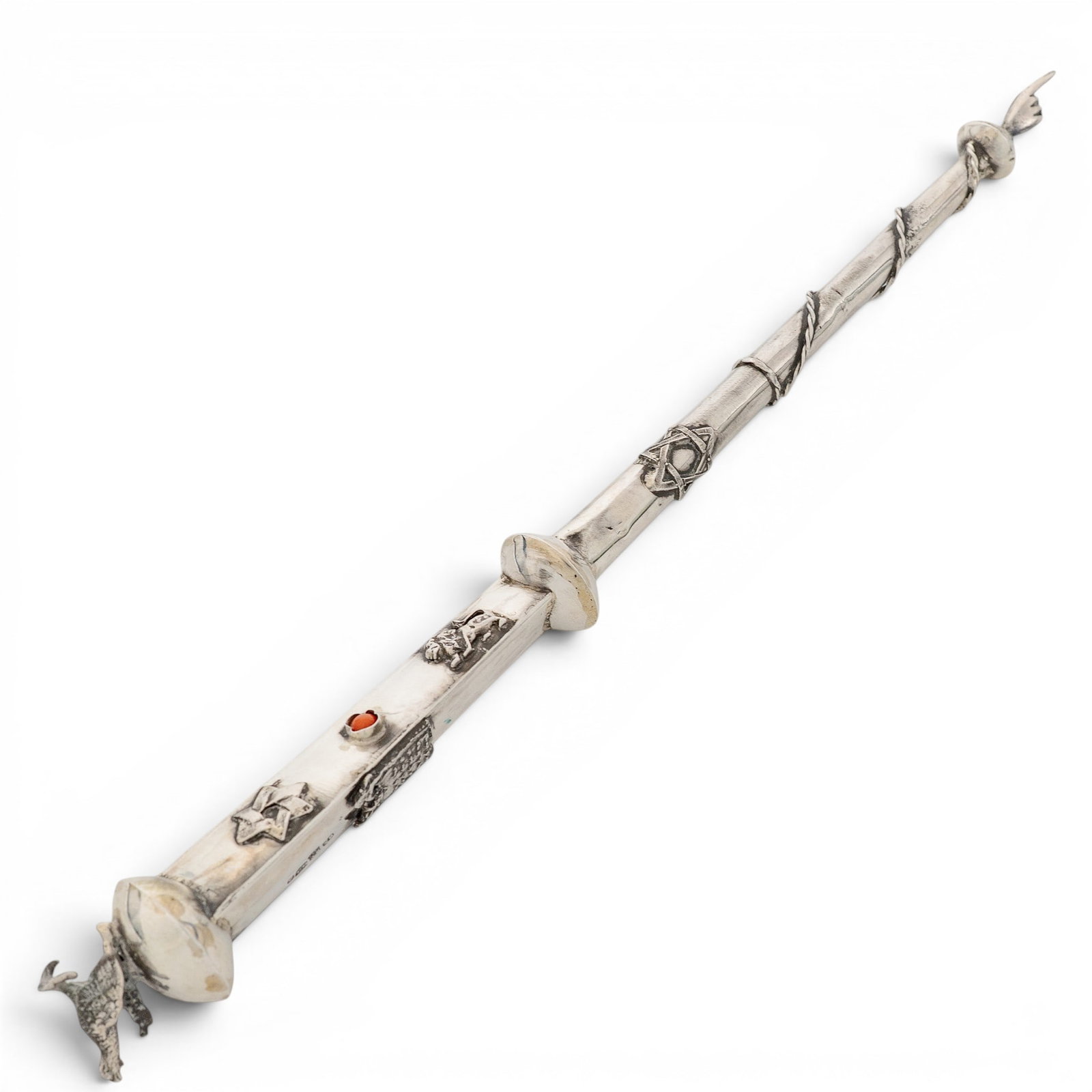 Antique Russian 84 & Carnelian Gem Silver Yad (Torah Pointer) (1 of 6)