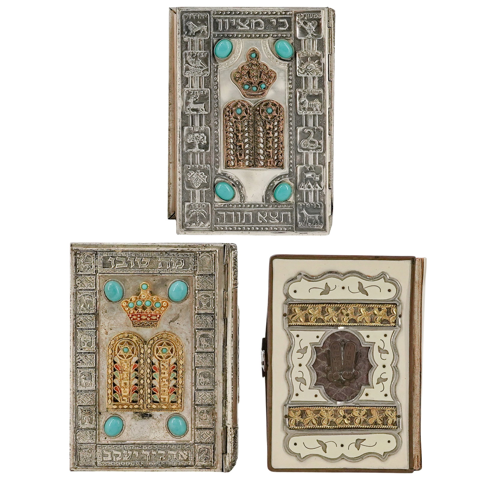 (3pc) Vintage Israeli Silver Plated Siddur Prayer Books (1 of 10)