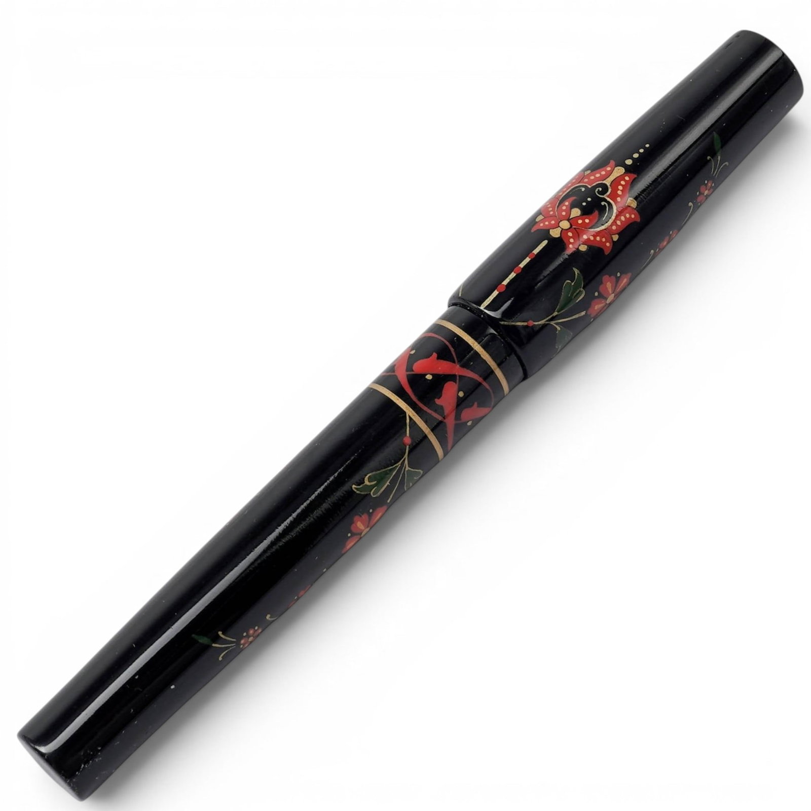 Zek Handmade Fountains Pen: Zek Handmade Fountains Pen 21st Cent., Turkish This is a handcrafted fountain pen from the Tezhib Collection by Zek Pens, artisanally made in Istanbul, Türkiye. The solid black resin body is