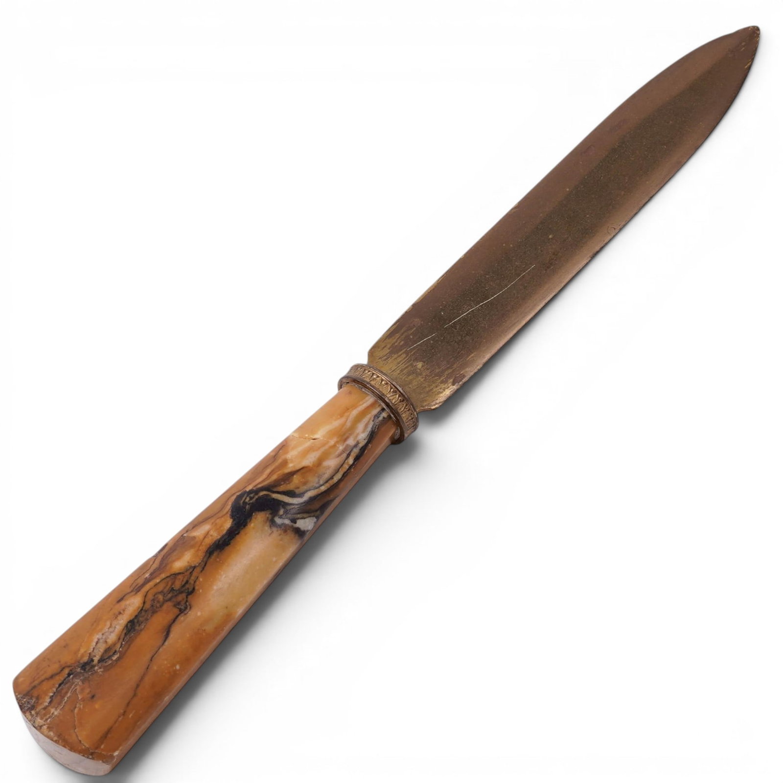 19th Cent. Grand Tour Siena Marble & Brass Letter Opener (1 of 4)