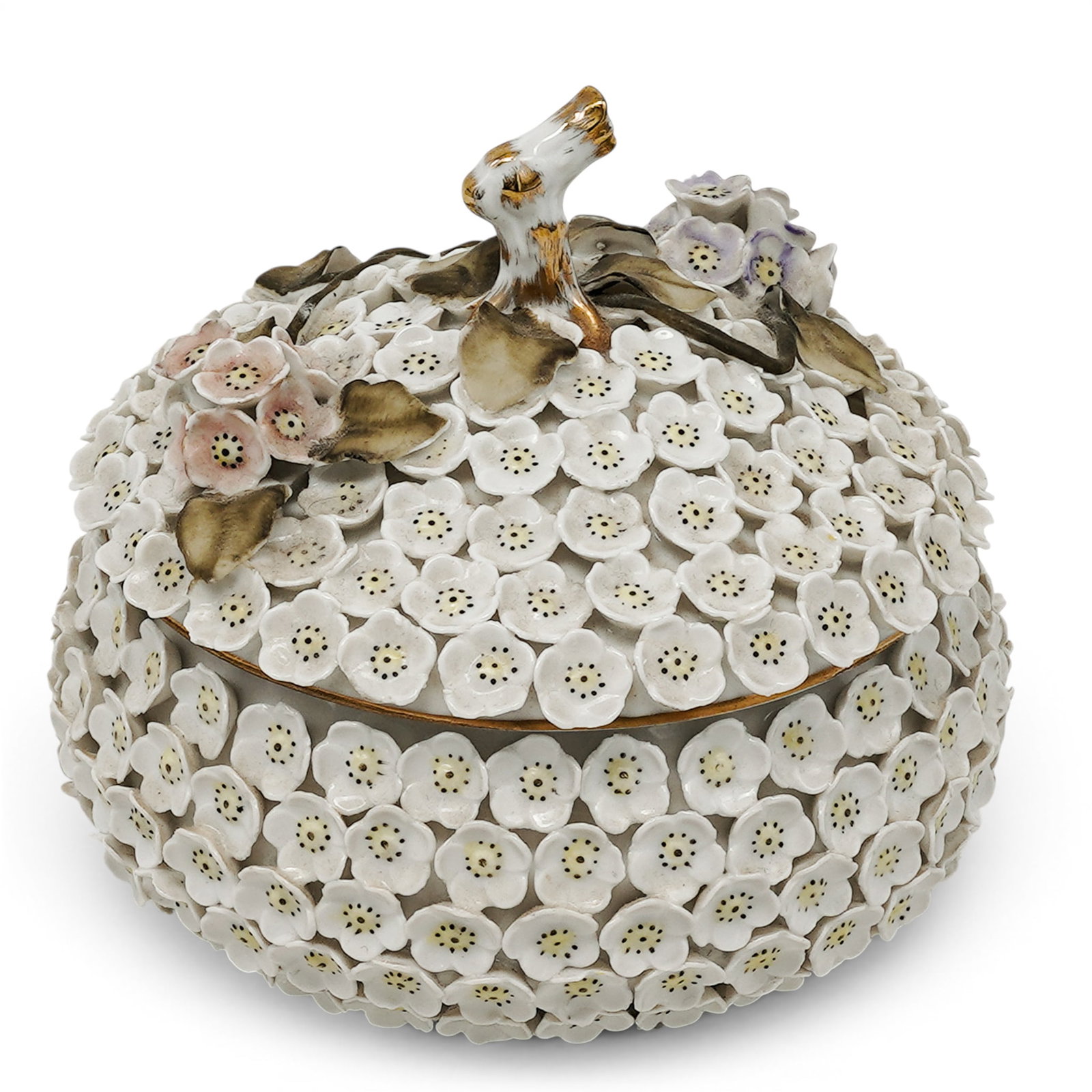 German Schneeballen Porcelain Lidded Bowl (1 of 10)