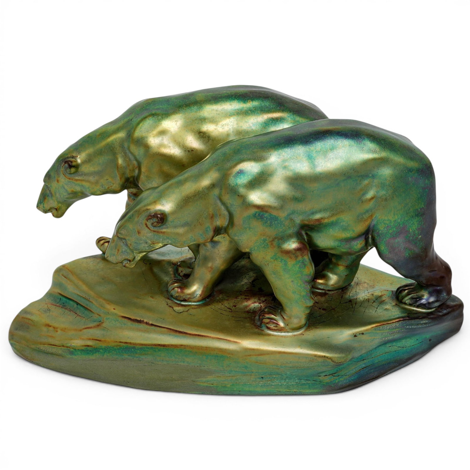 Zsolnay Eosin "Pair of Polar Bears" Porcelain Figurine (1 of 6)