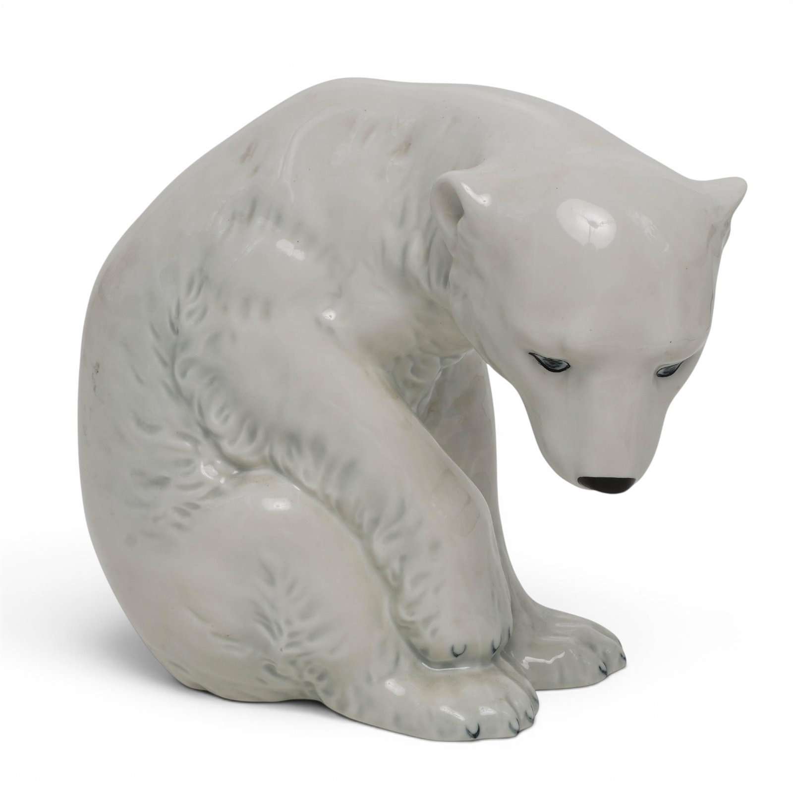 Porsgrunds Norway "Sitting Polar Bear" Porcelain Sculpture: Porsgrunds Norway "Sitting Polar Bear" Porcelain Sculpture c. 1910, Norway This is indeed the iconic large "Sitting Polar Bear" porcelain sculpture produced by the historic Porsgrunds