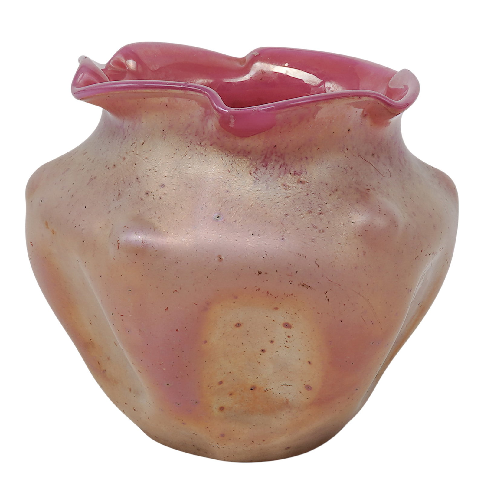 Wilhelm Kralik Sohne"Glatt Silberiris" Iridescent Glass Vase: Wilhelm Kralik Sohne"Glatt Silberiris" Iridescent Glass Vase Circa 1900. Czech Executed in Kralik’s highly celebrated "Glatt Silberiris" Art Nouveau decor. The exterior surface boasts a vibrant, org