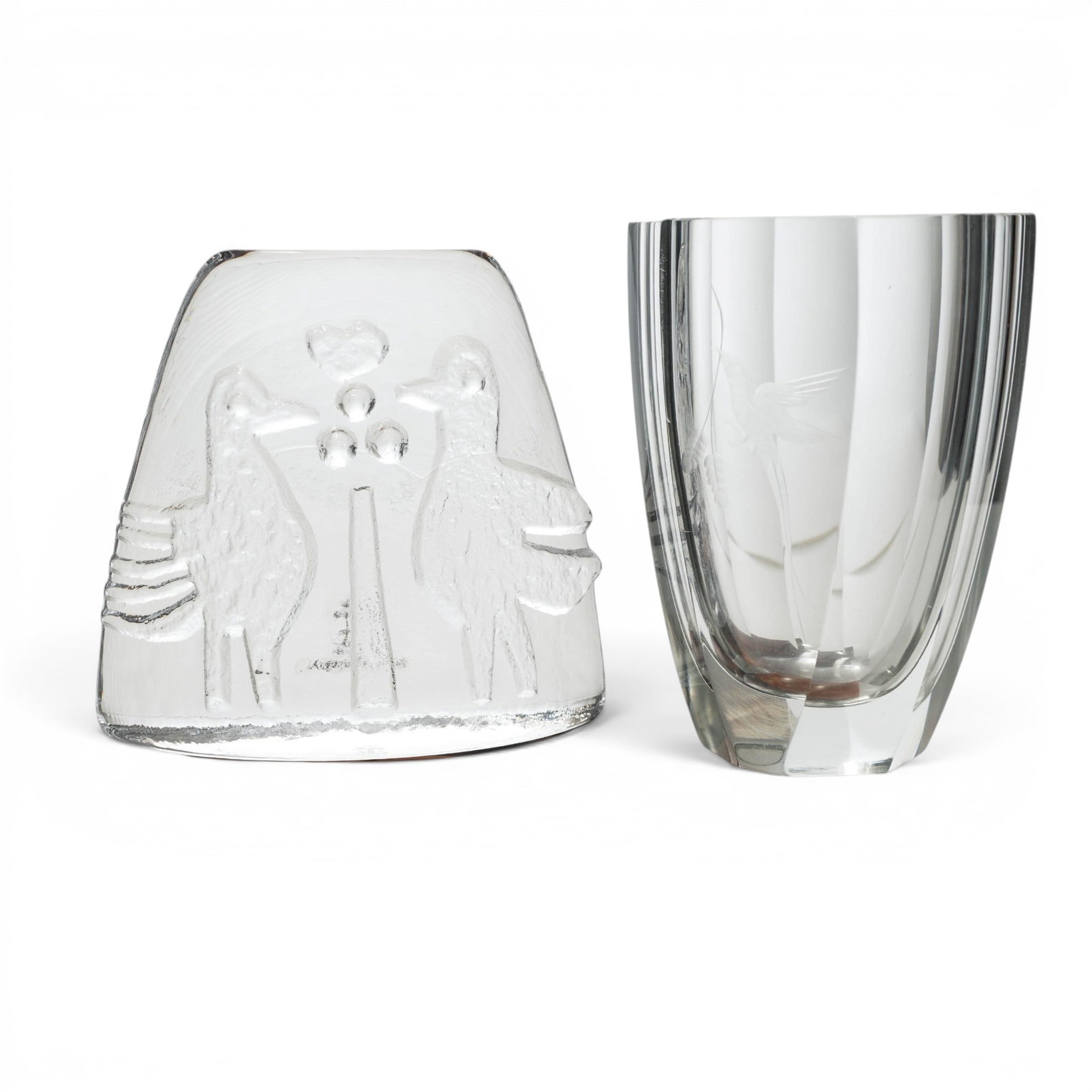 (2 pc) Skruf Crystal Sculpture & Swedish Crystal Vase (1 of 15)