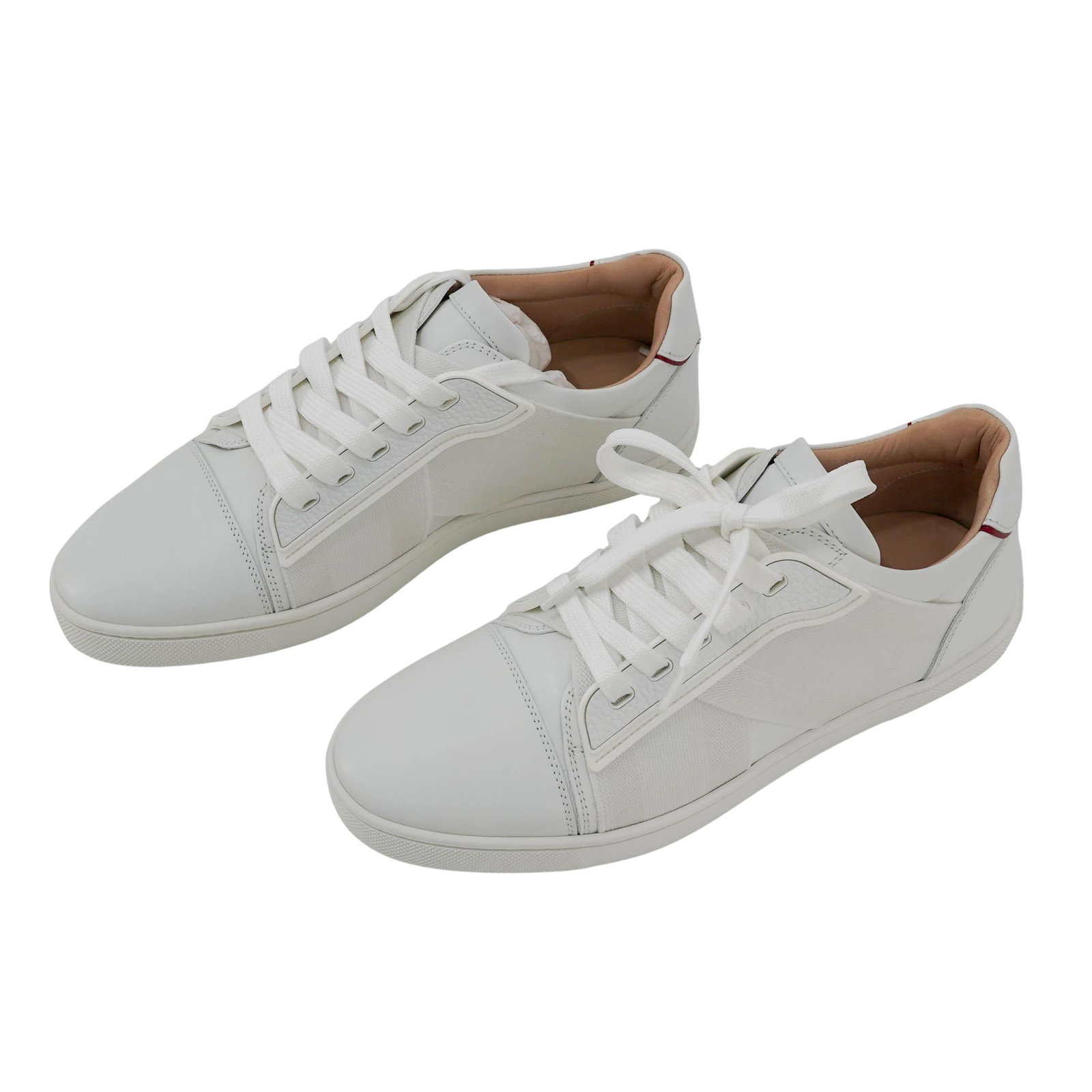 Christina Louboutin Paris Elastikid Donna Flat Calf Sneakers: Christina Louboutin Paris Elastikid Donna Flat Calf Sneakers 21th century, Italy Christina Louboutin Paris Elastikid donna flat calf sneakers, version bianco #1201222, white leather, Low-top. Made in 