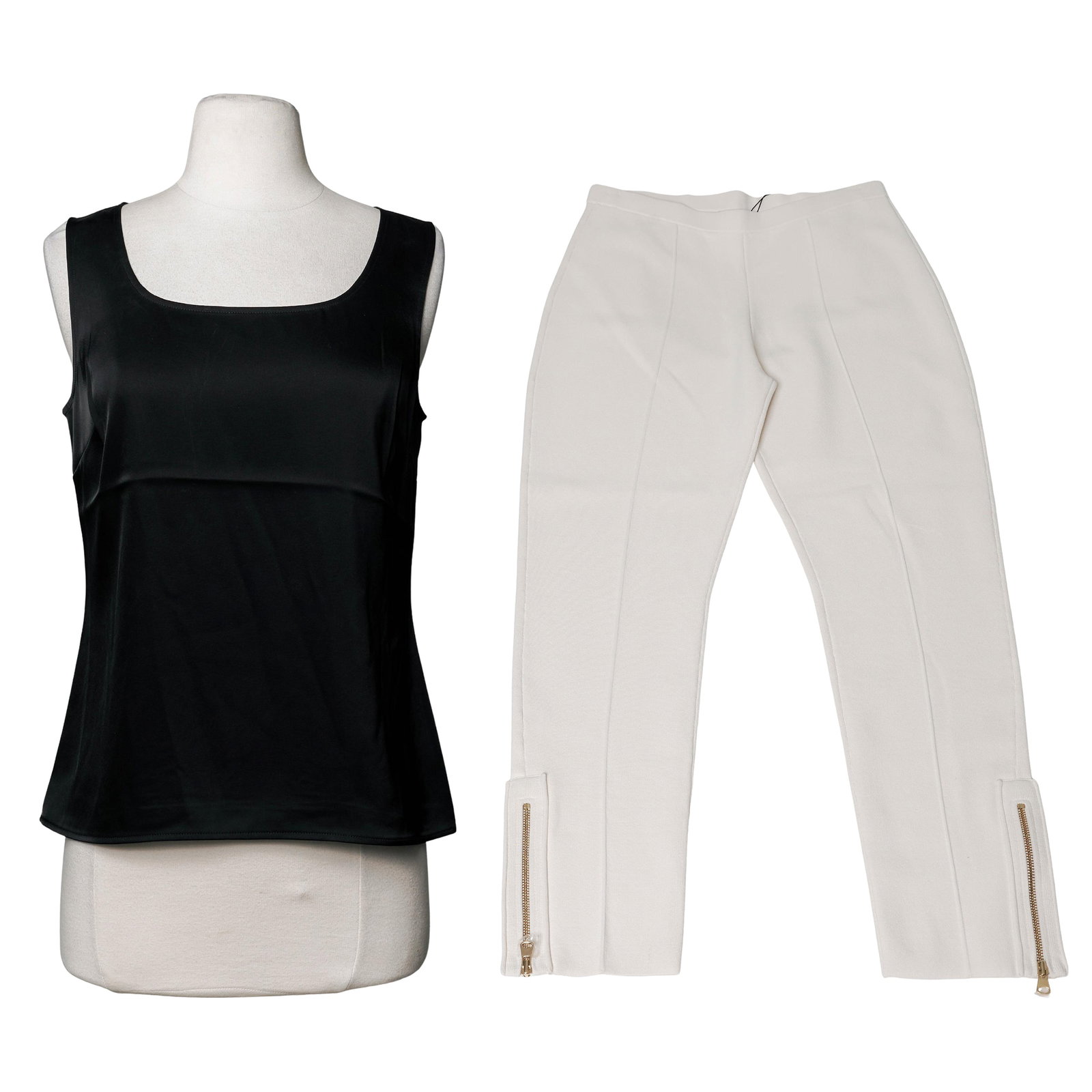 (2 pc) St. John Satin Blouse & Knit Pants (1 of 11)