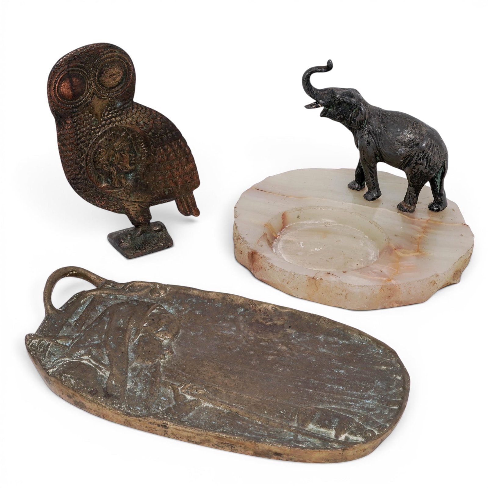 (3 Pc) Antique Bronze Animal Table Articles (1 of 11)