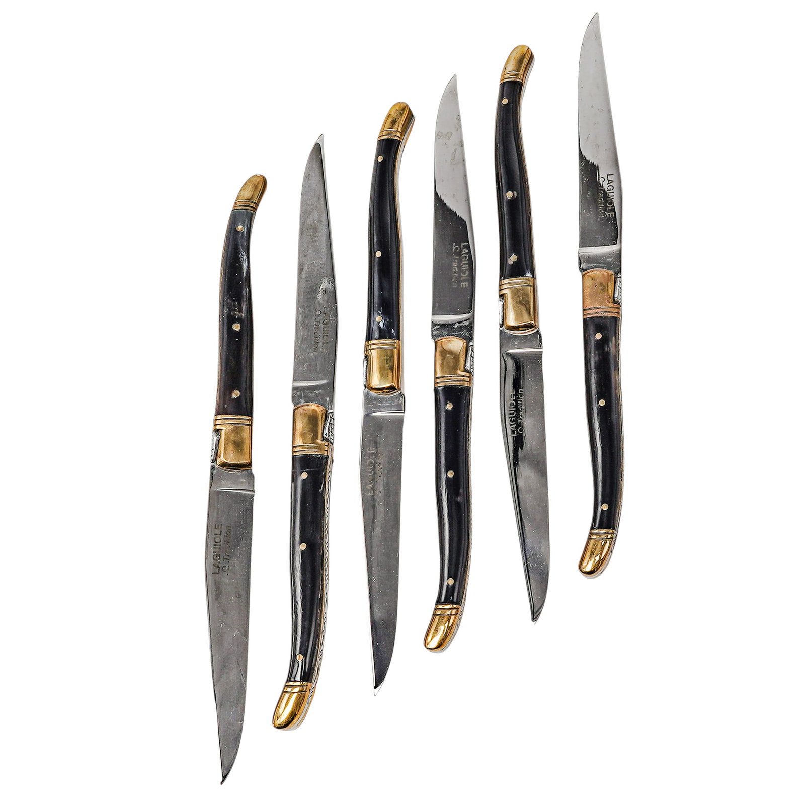 (6 pc) Laguiole Tradition Black Cattle Horn Knives (1 of 8)