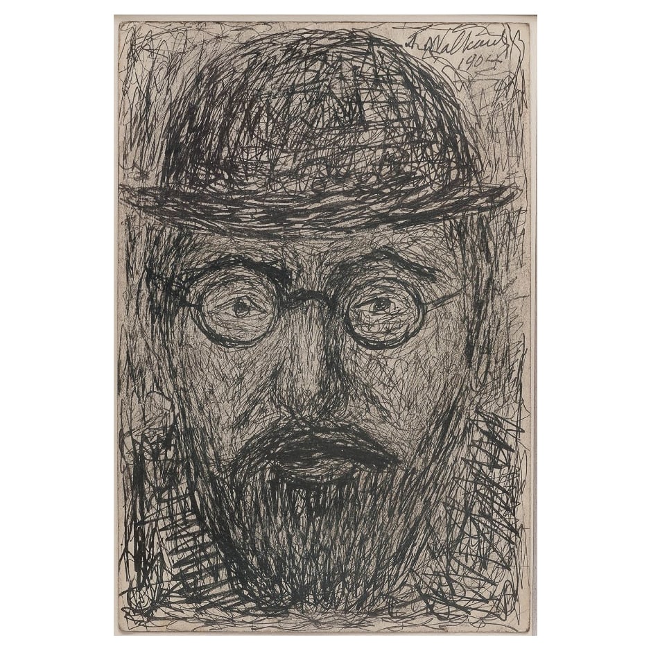 Abraham Walkowitz (Russian-American, 1878-1965) "Man With Derby Hat" Ink On Paper (1 of 10)