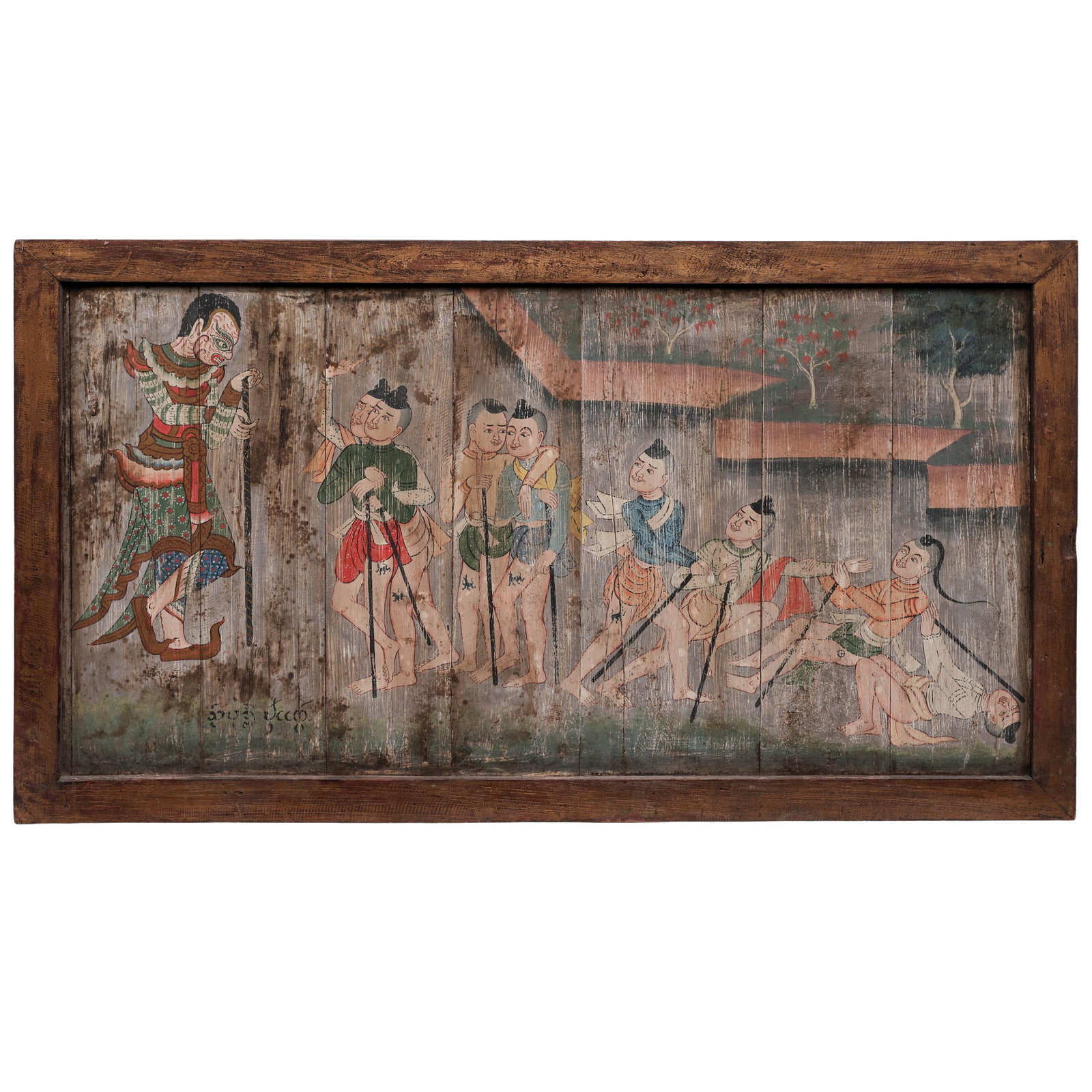 Antique Burmese Narrative Panel Painting (1 of 12)