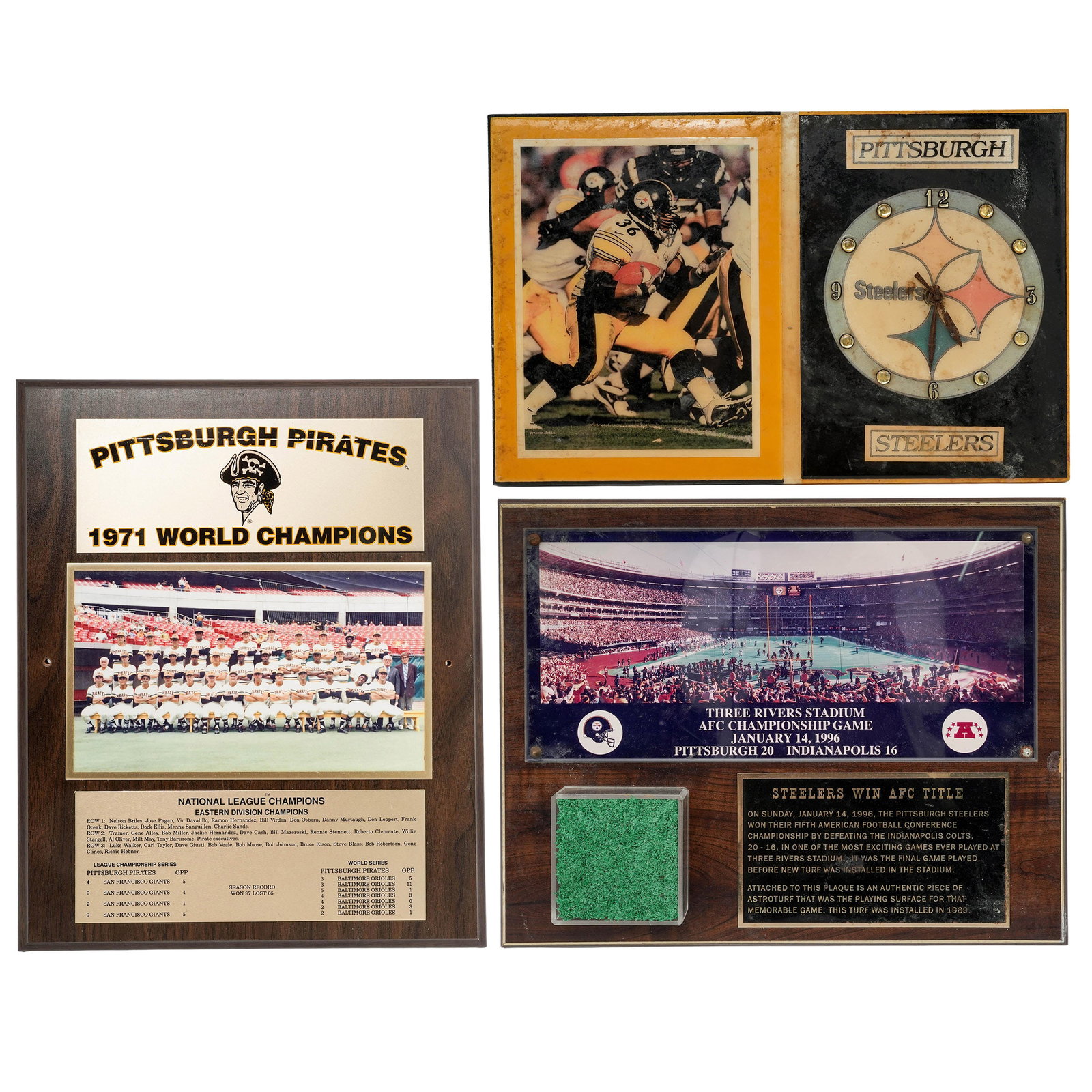 (4 pc) Pittsburg PA NFL Steelers & MLB Pirates Wall Plaques Memorabilia (1 of 4)