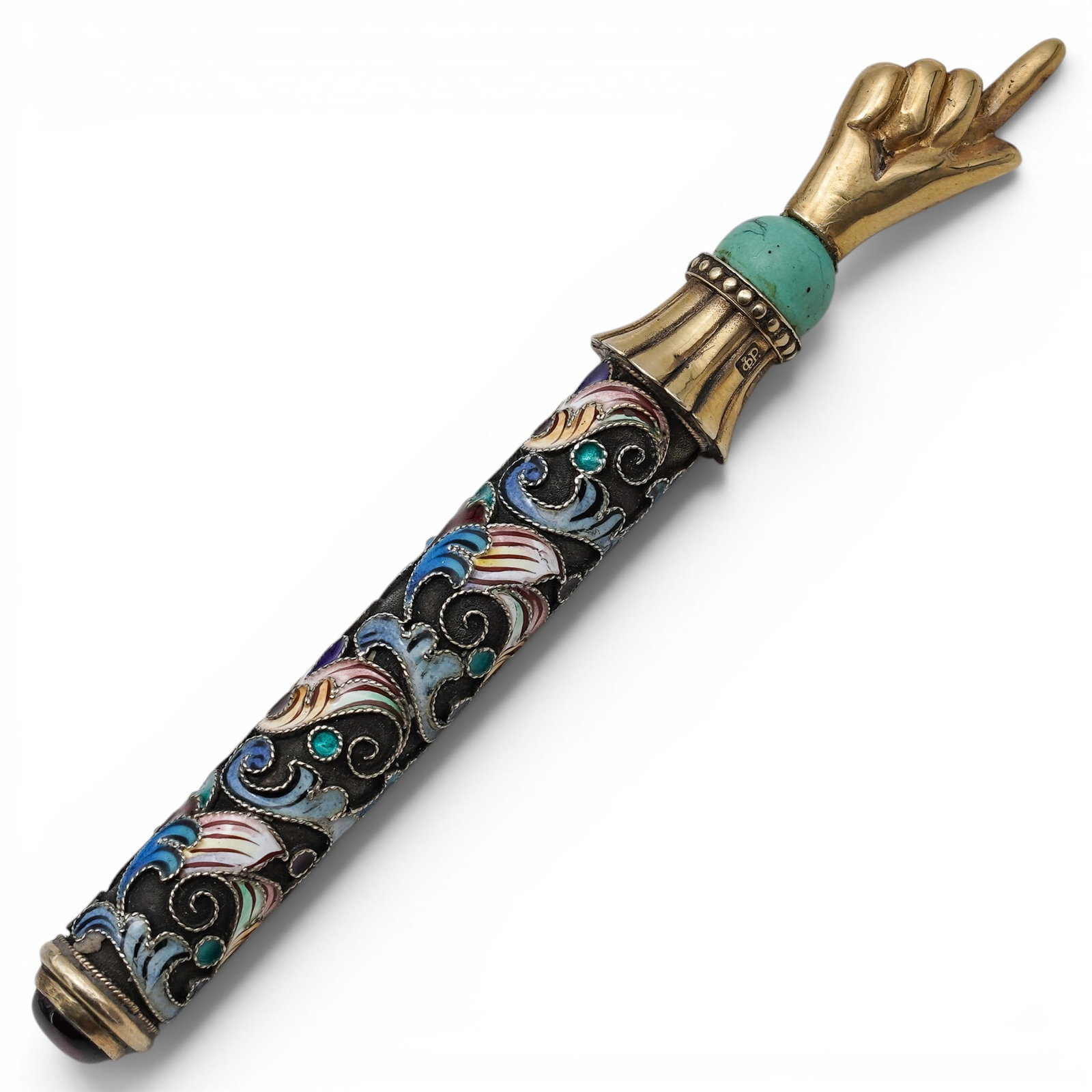 Antique Russian Silver and Enamel Torah Pointer (1 of 6)