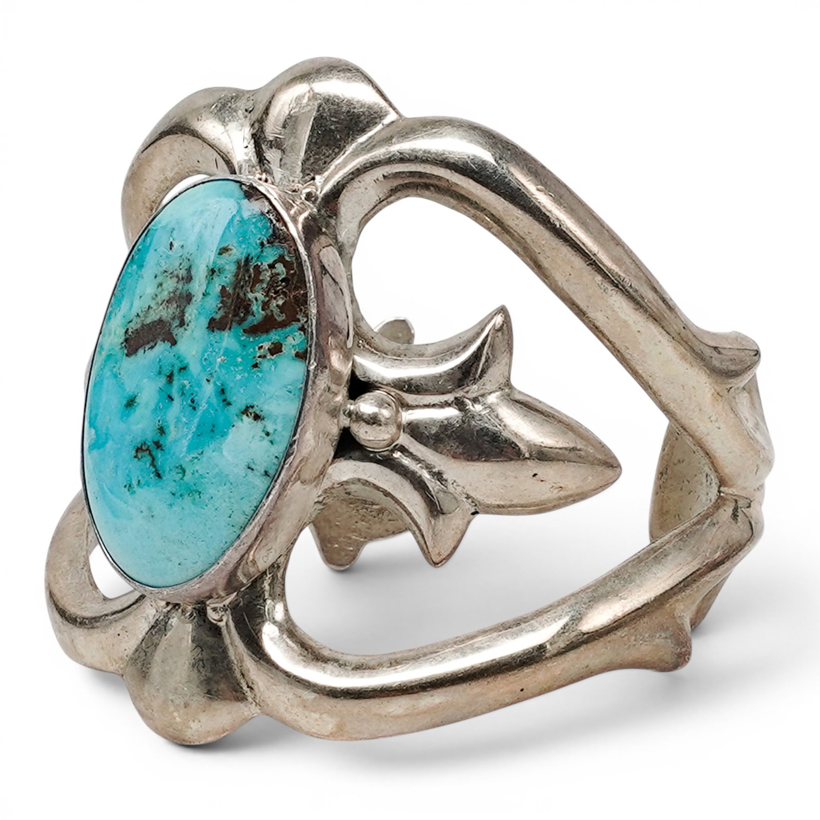 A Navajo Silver And Turquoise Cuff Bracelet (1 of 5)