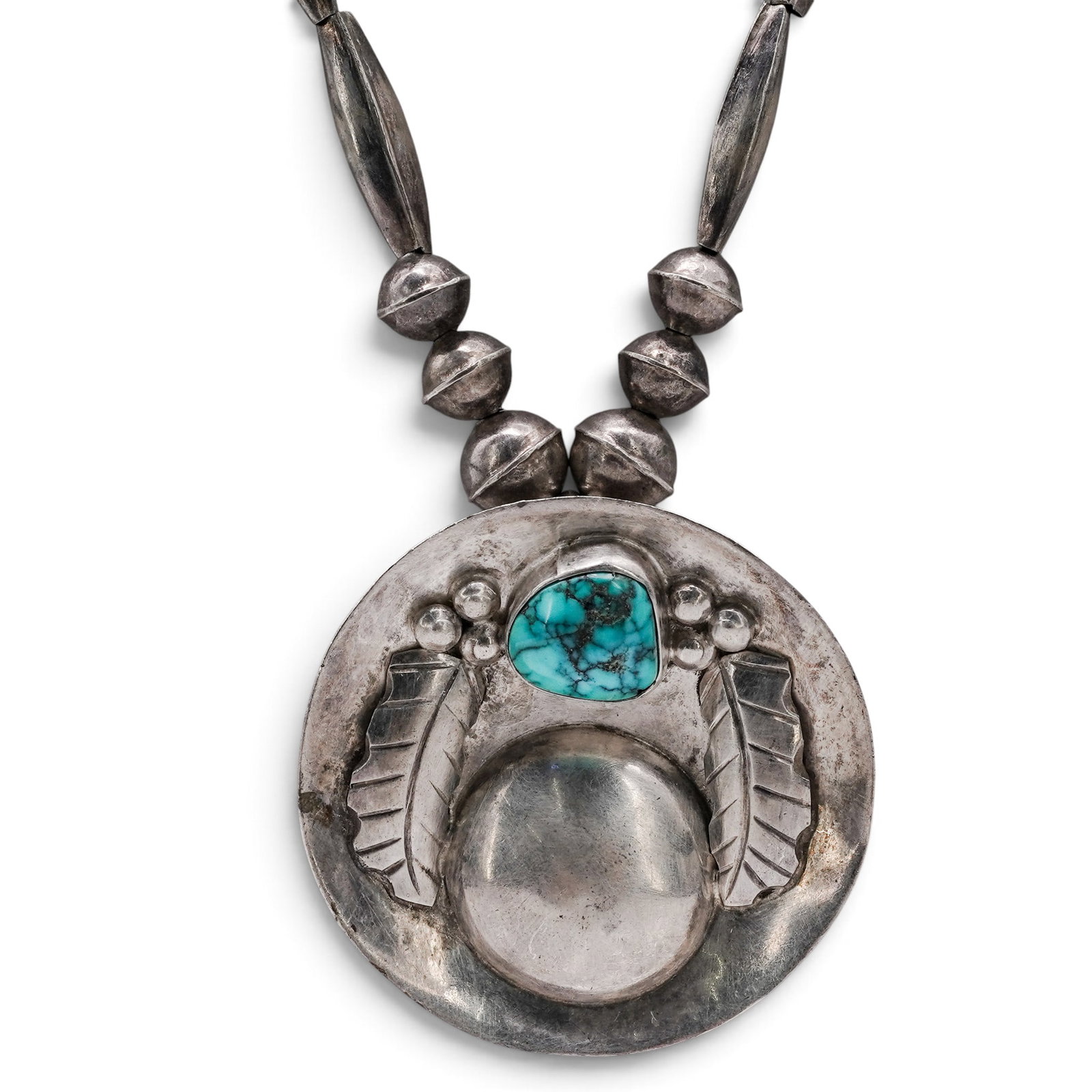 A Navajo Sterling Silver And Turquoise Figural Necklace (1 of 5)