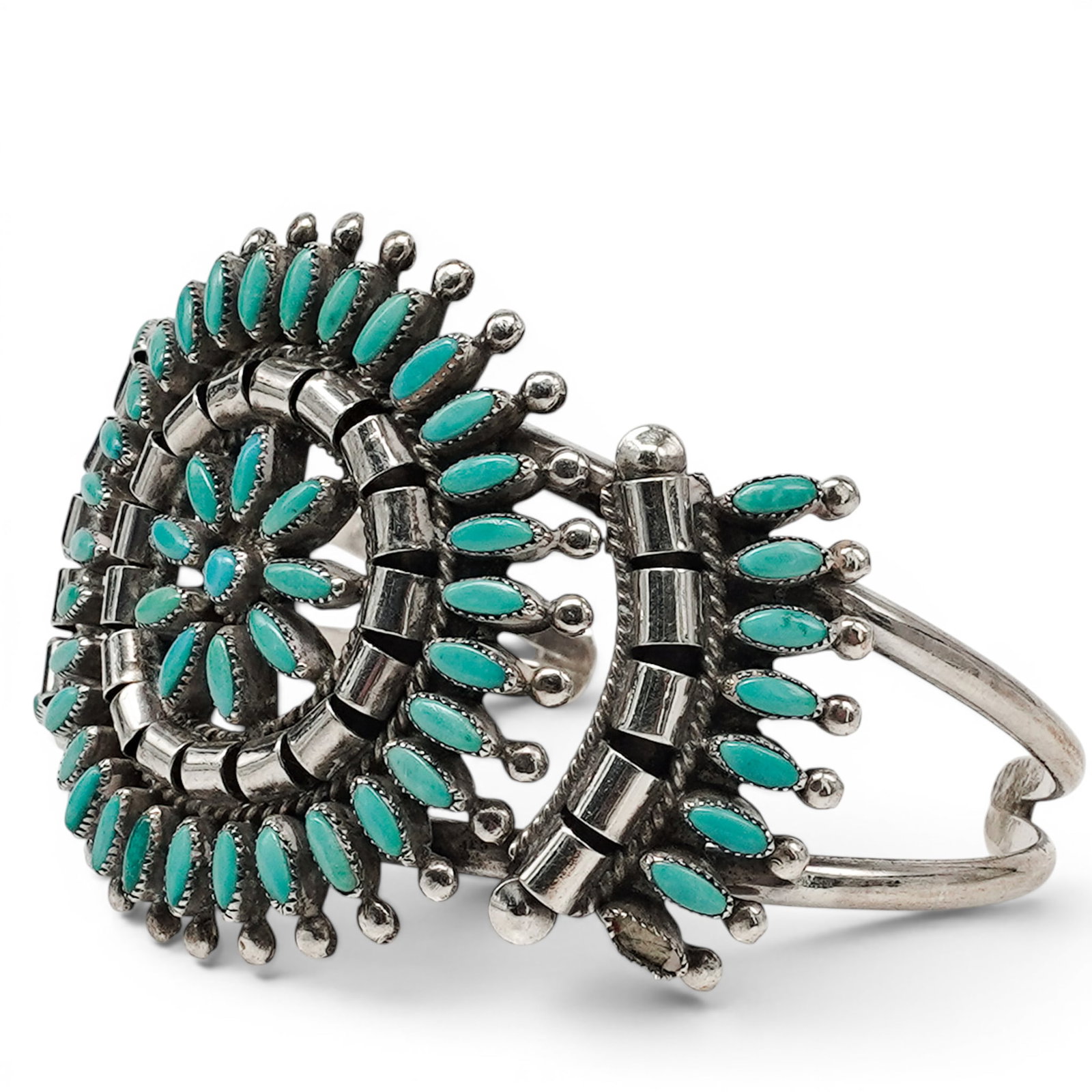 A Zuni Silver And Turquoise Needlepoint Cuff Bracelet (1 of 5)