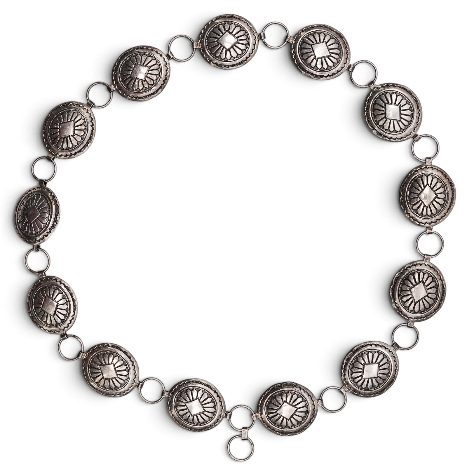 A Navajo Sterling Silver Stamped Concho Belt (1 of 5)