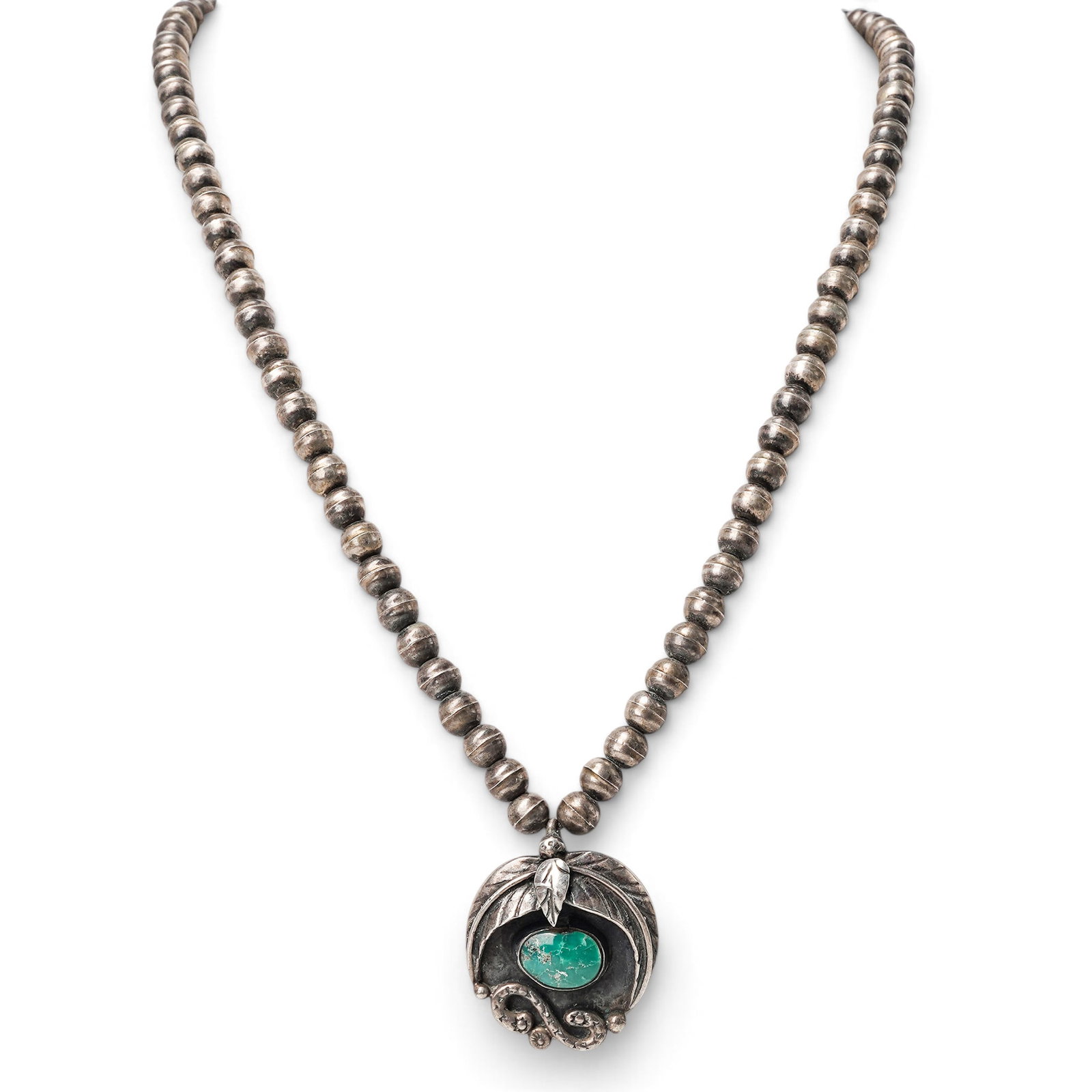 A Southwest Sterling Silver And Turquoise Double-strand Beaded Necklace (1 of 6)