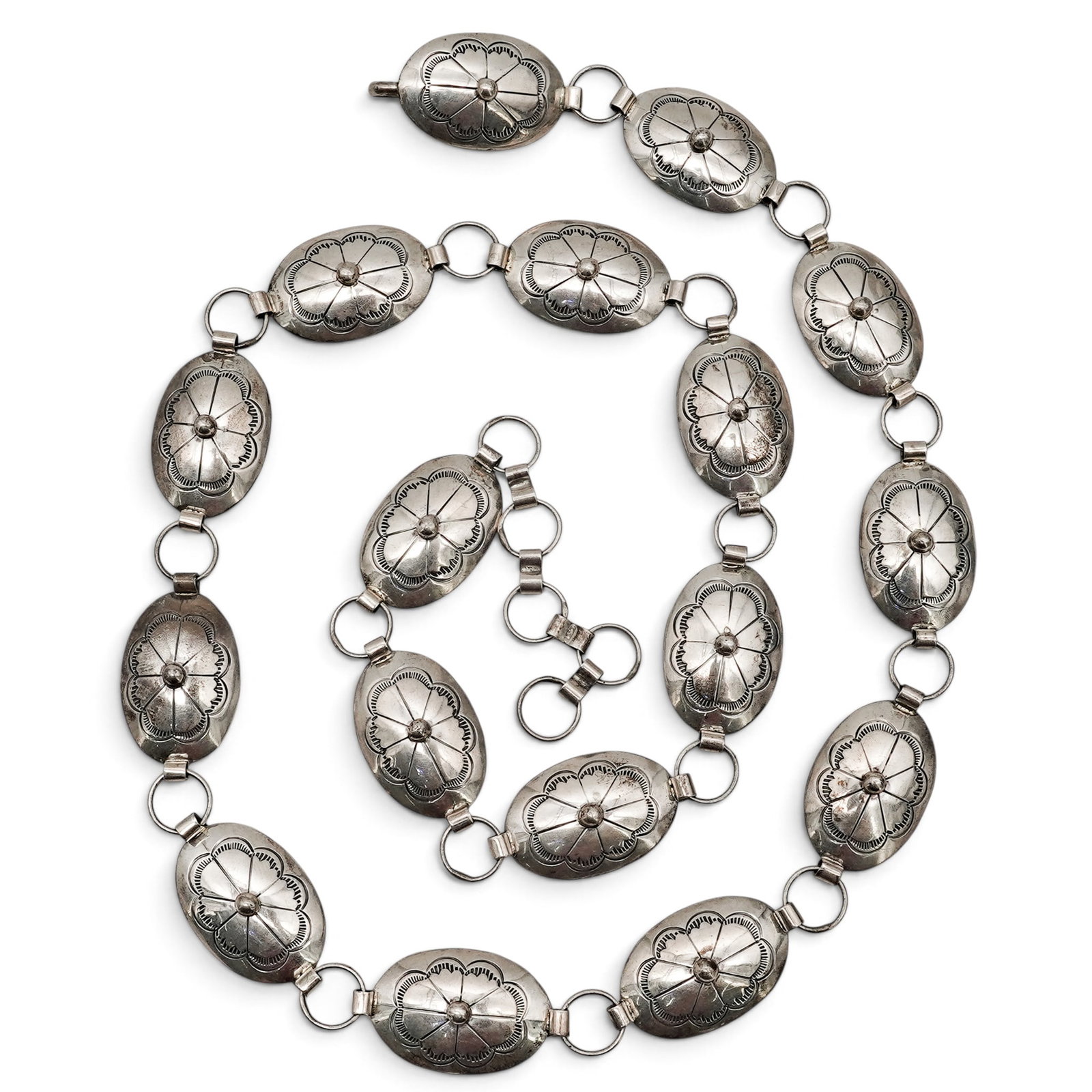 A Jared Chavez Navajo Sterling Silver Stamped Concho Belt (1 of 5)