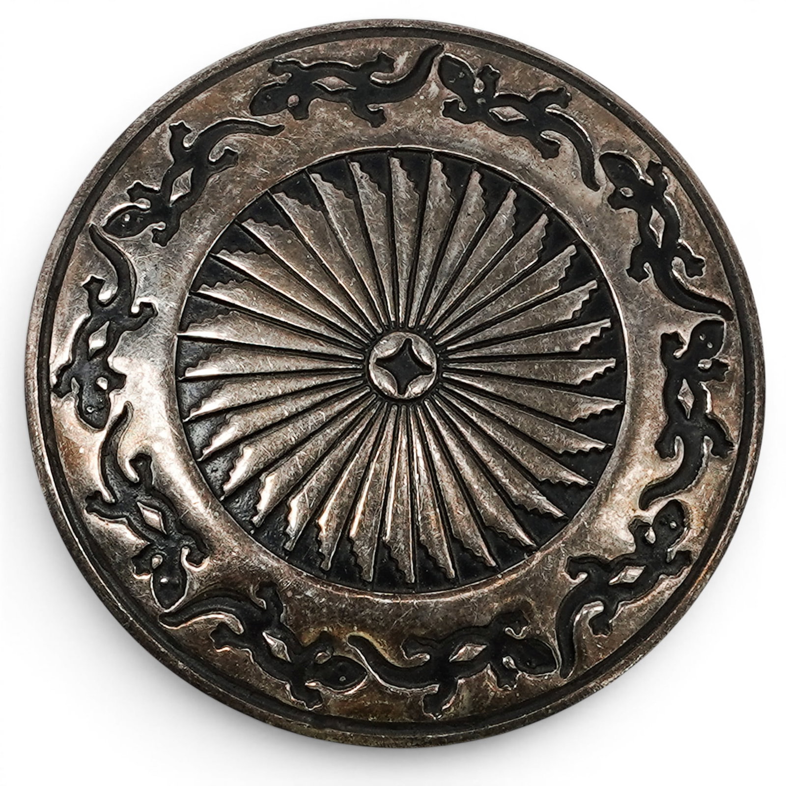 A Navajo Sterling Silver Sunburst And Scrollwork Concho Brooch (1 of 3)