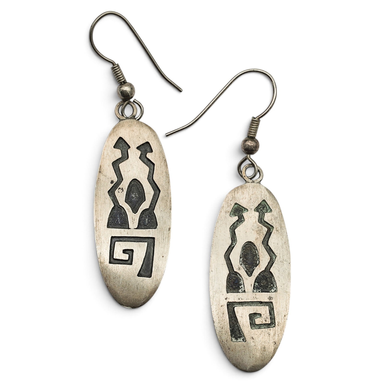 A Pair Of Levi Daman Hopi Sterling Silver Overlay Earrings (1 of 3)