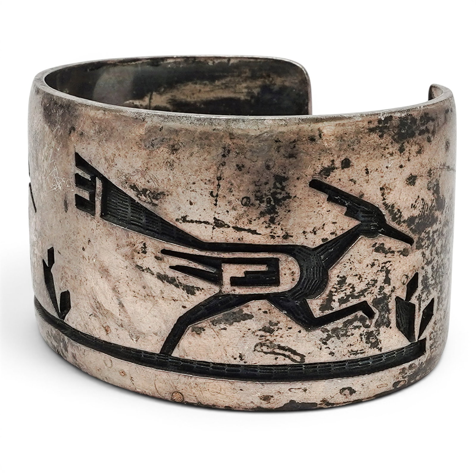 A Hopi Sterling Silver Figural Overlay Cuff Bracelet (1 of 7)