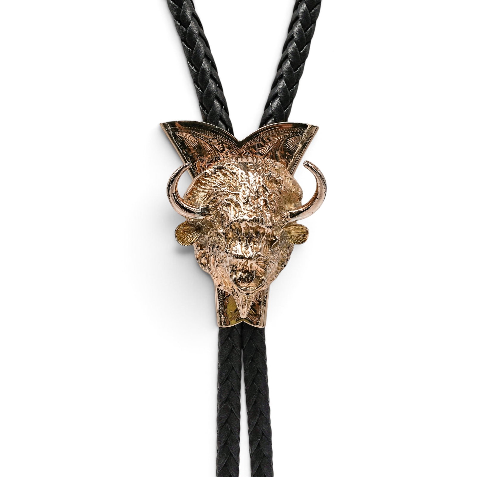 Bohlin Made 22K, 14K, & 12K Gold Buffalo Bolo Tie - 2