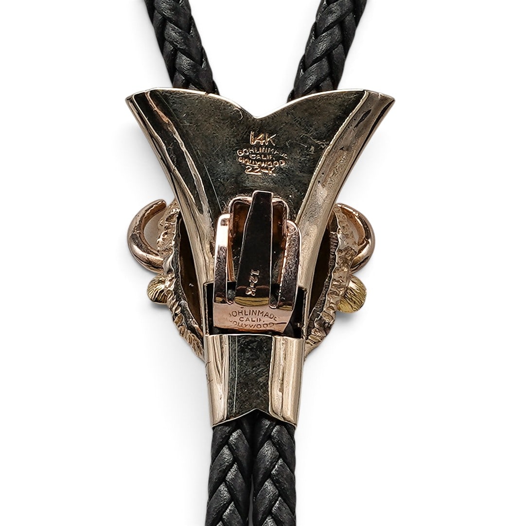 Bohlin Made 22K, 14K, & 12K Gold Buffalo Bolo Tie - 6