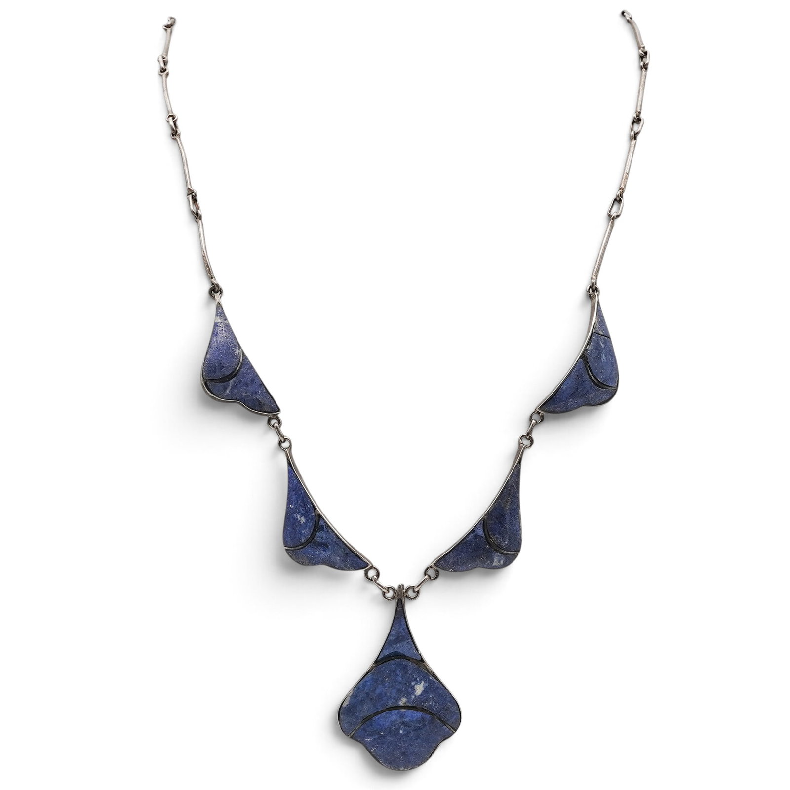 A Navajo Sterling Silver And Lapis Lazuli Station Necklace (1 of 5)