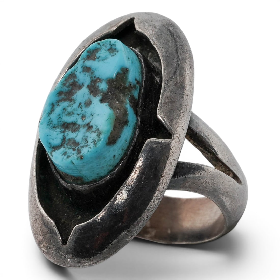 A Navajo Sterling Silver And Turquoise Ring (1 of 5)