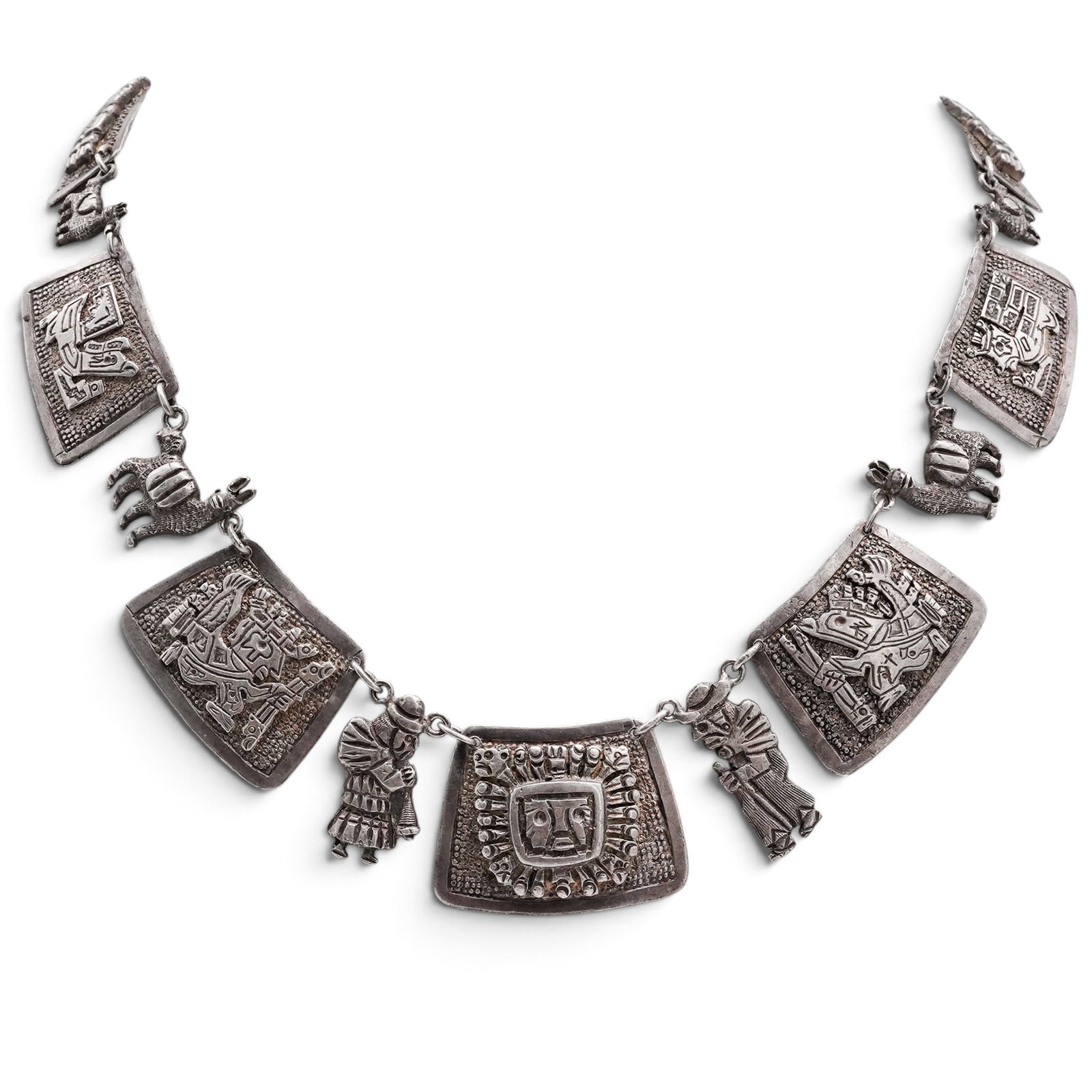 A Peruvian Silver Figural Panel Bracelet (1 of 5)