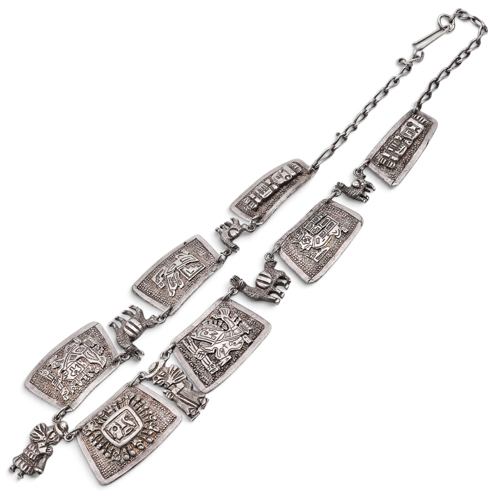A Peruvian Silver Figural Panel Bracelet - 5