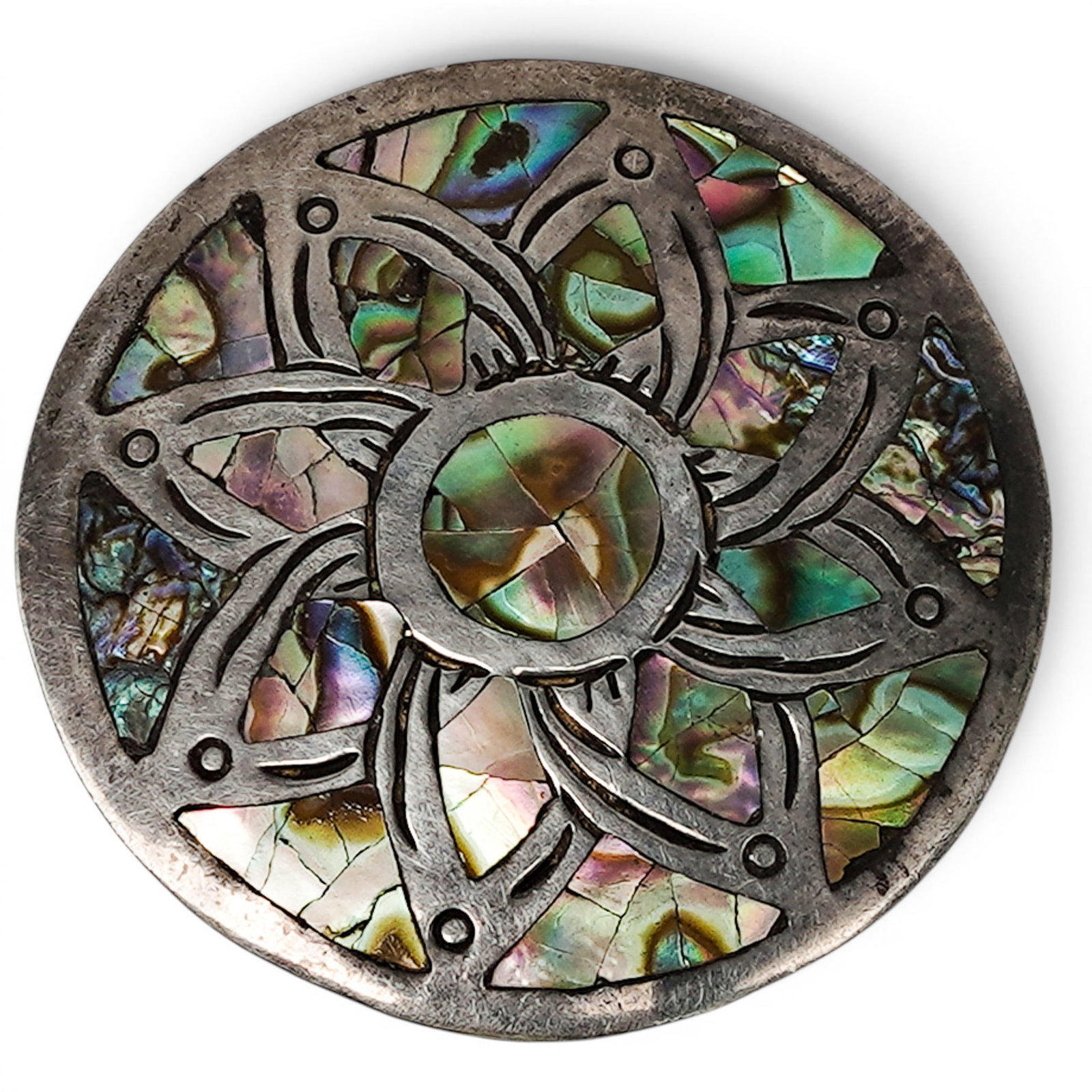 A Mexican Sterling Silver And Abalone Shell Floral Bolo Tie (1 of 3)
