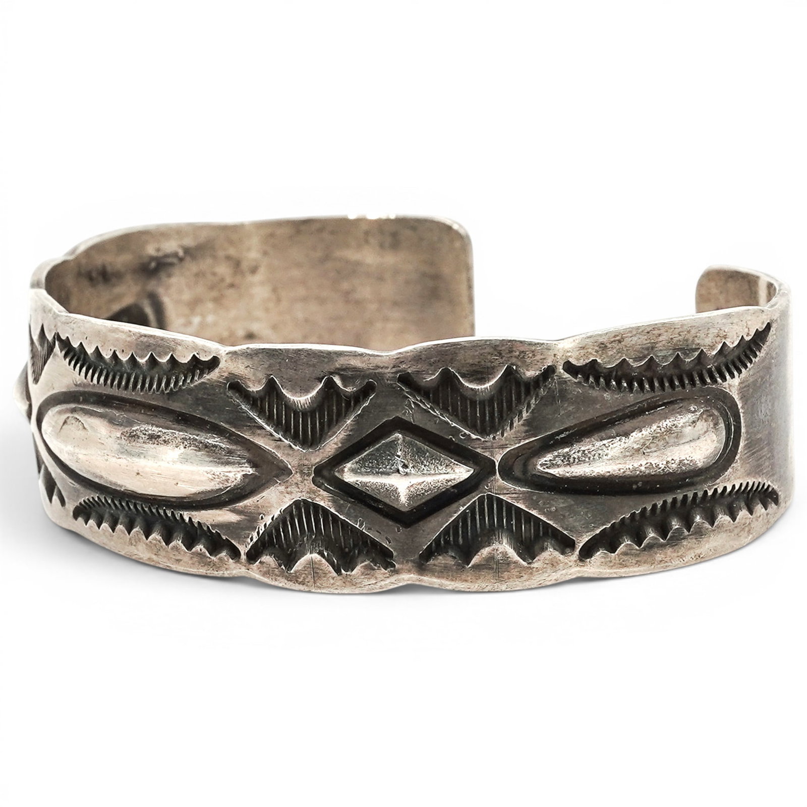 A Nora Tahe Bill Navajo Sterling Silver Stamped Cuff Bracelet (1 of 6)