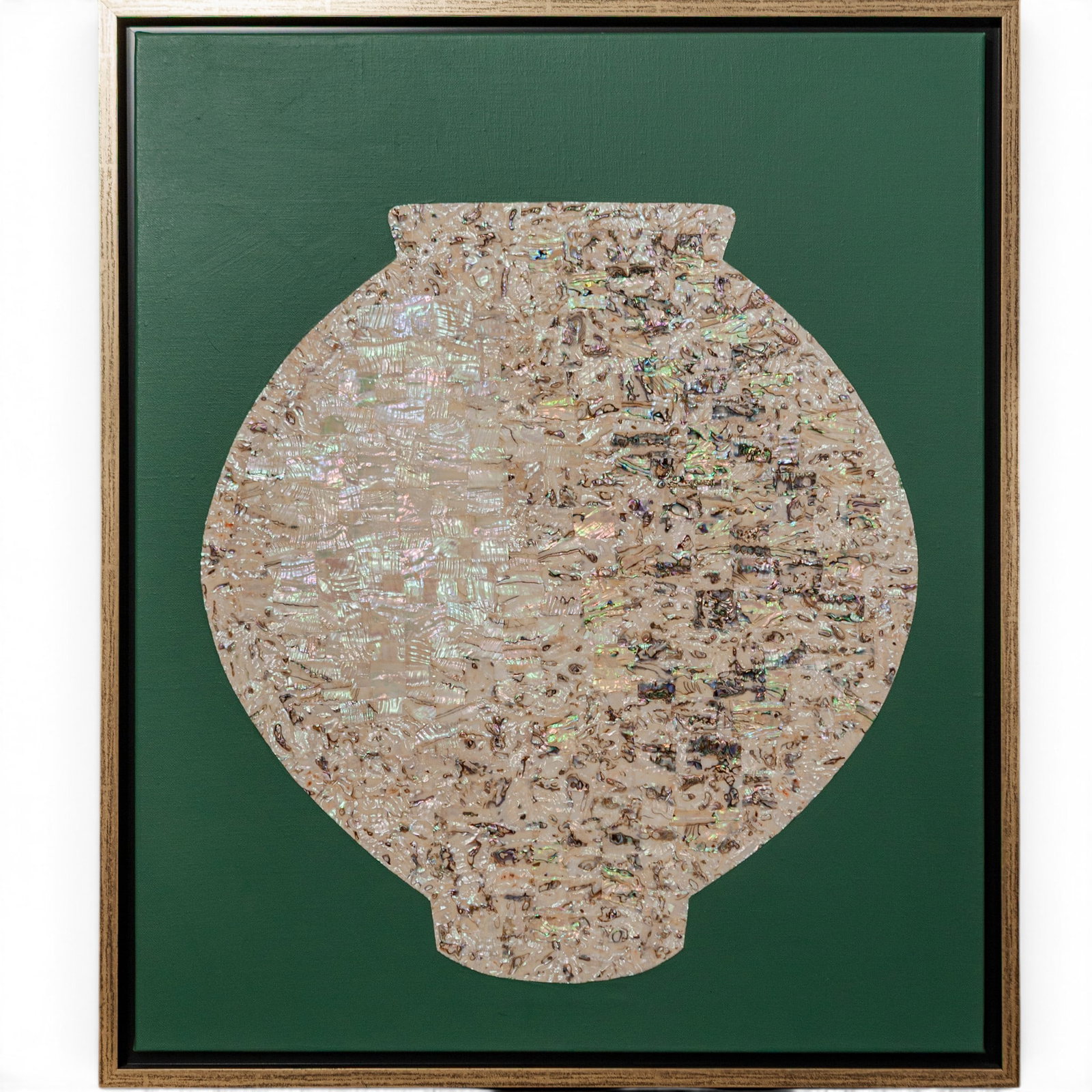 Kwon Yu-mi (Korean) "Full Moon", Mixed Media on Canvas: Kwon Yu-mi (Korean) "Full Moon", Mixed Media on Canvas 2024, South Korea A minimalist mixed media composition by Korean artist Kwon Yu-mi, Full Moon depicts a large, rounded vessel-like form rendered