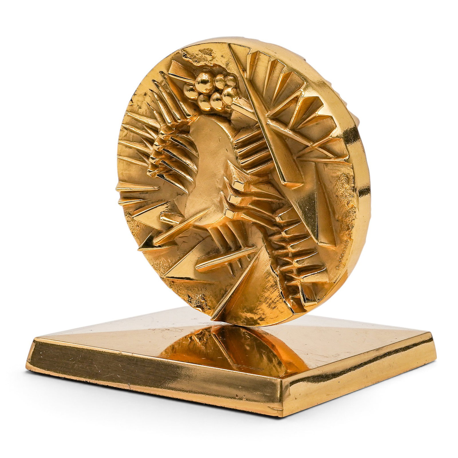 Arnaldo Pomodoro (Italian, 1926-2025) "Disco per BSI" Gilded Bronze Sculpture (1 of 9)
