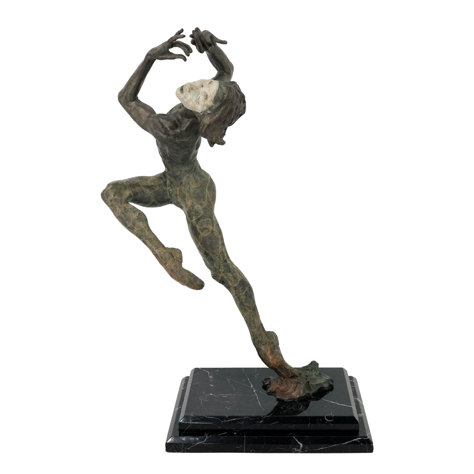 Richard MacDonald (American, b. 1946) "The Flutist" Bronze Sculpture: Richard MacDonald (American, b. 1946) "The Flutist" Bronze Sculpture c. 1993, USA Richard MacDonald a contemporary American realist sculptor. The artwork depicts a highly dynamic, stylized male figure