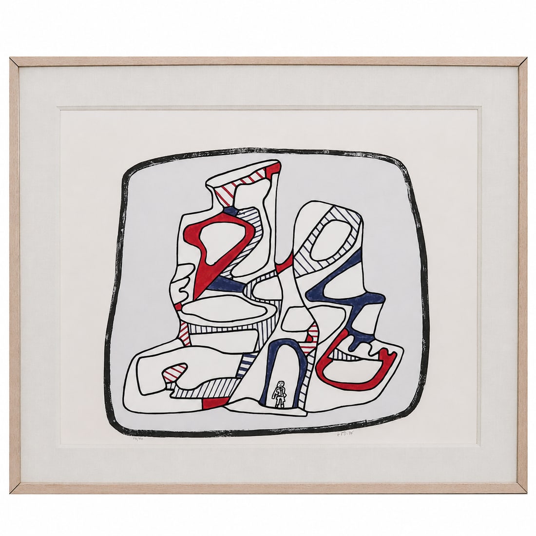 Jean Dubuffet (French, 1901-1985) "Immueble" Serigraph: Jean Dubuffet (French, 1901-1985) "Immueble" Serigraph 1976, France A dynamic color serigraph by Jean Dubuffet depicting an abstracted architectural composition of interconnected, biomorphic forms out