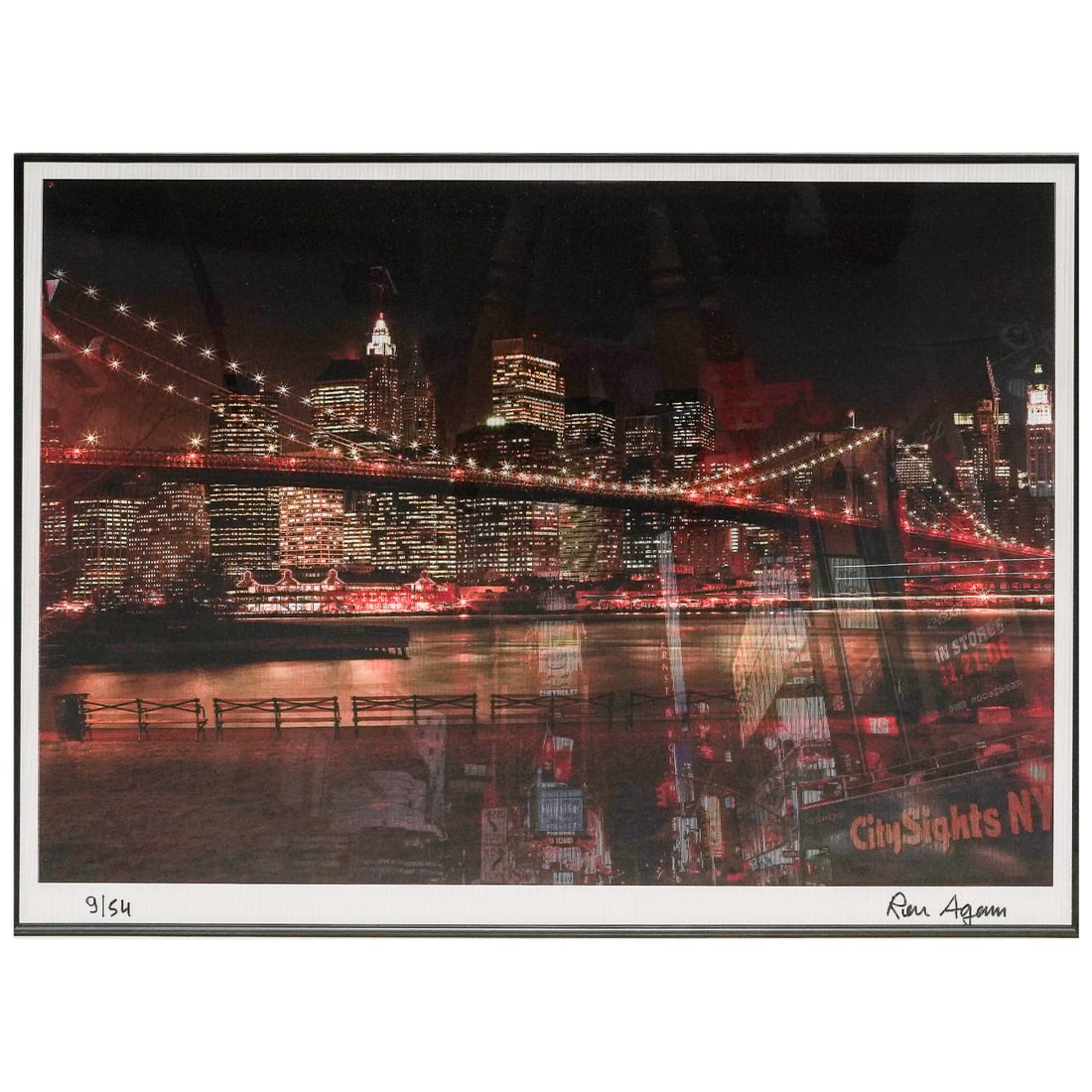Ron Agam (French, 1958-) "Times Square" 3D Lithograph: Ron Agam (French, 1958-) "Times Square" 3D Lithograph Late 20th Century, USA Limited edition color lithograph by French artist Ron Agam depicting a layered nighttime view of New York City's Times