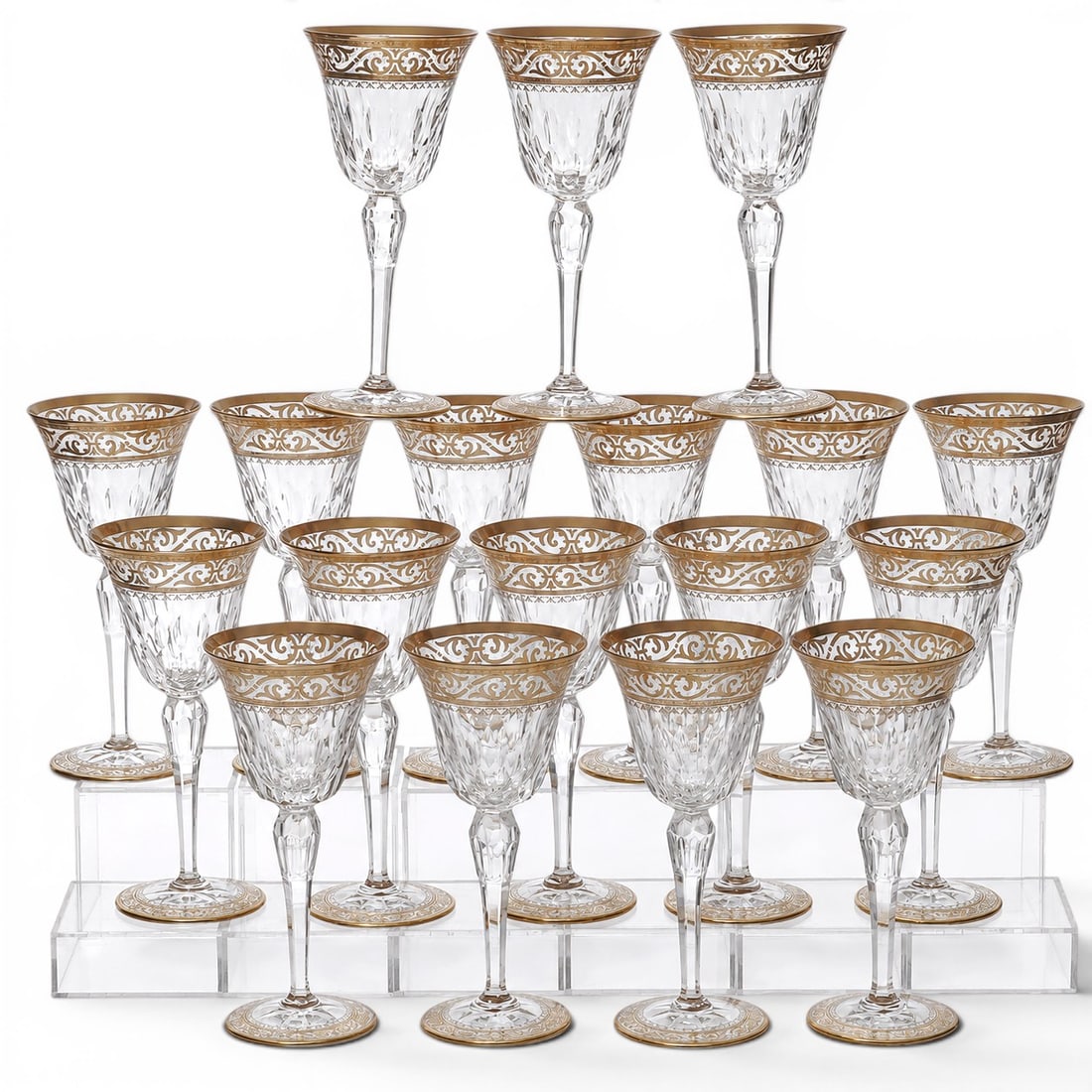 (18 pc) St. Louis "Stella Gold" Crystal Wine Glasses (1 of 9)
