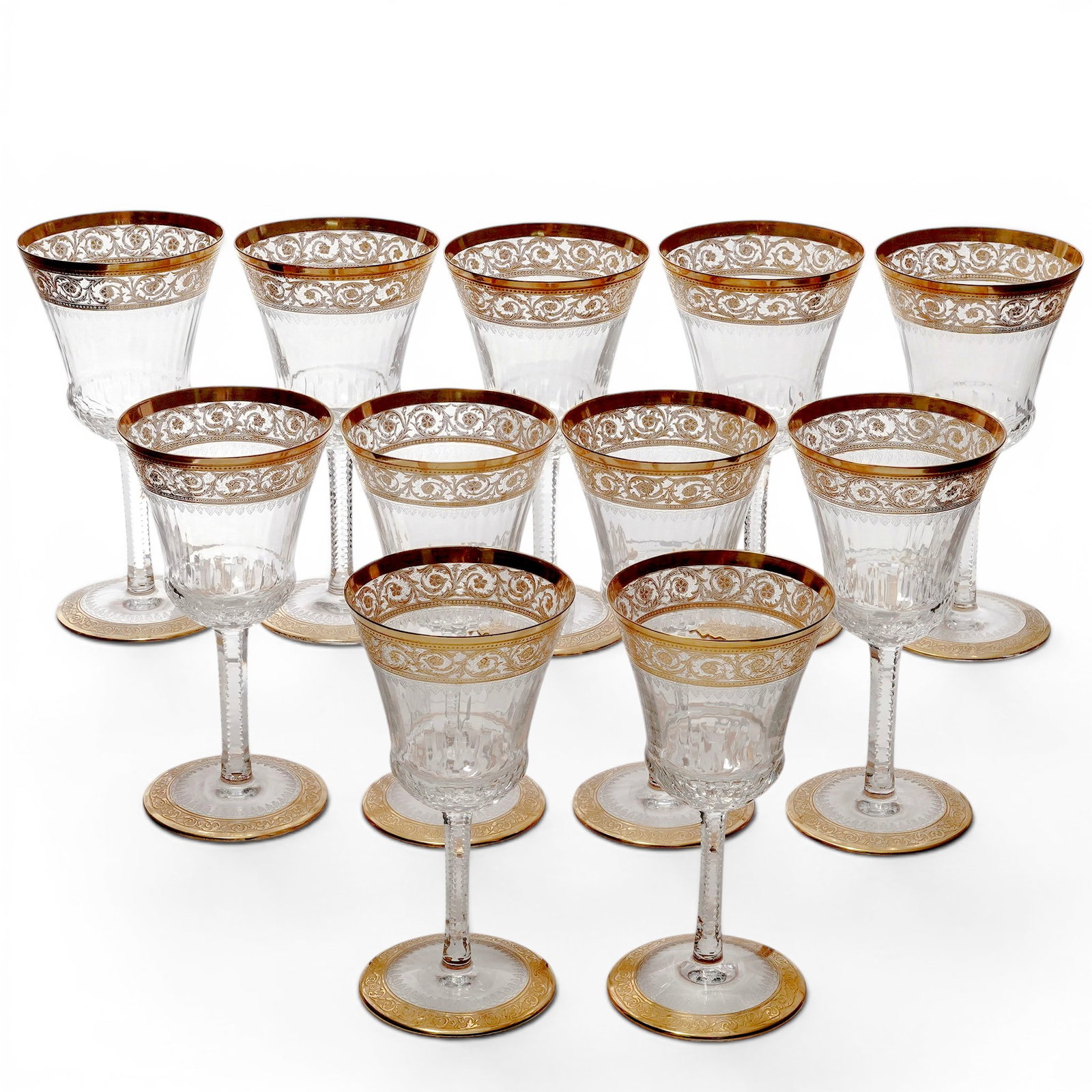 (11pc) St. Louis "Thistle Gold" Crystal Wine Glasses (1 of 7)