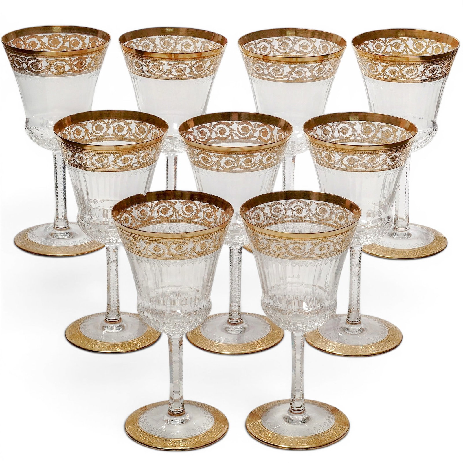 (9pc) St.Louis "Thistle Gold" Crystal Wine Glasses (1 of 7)