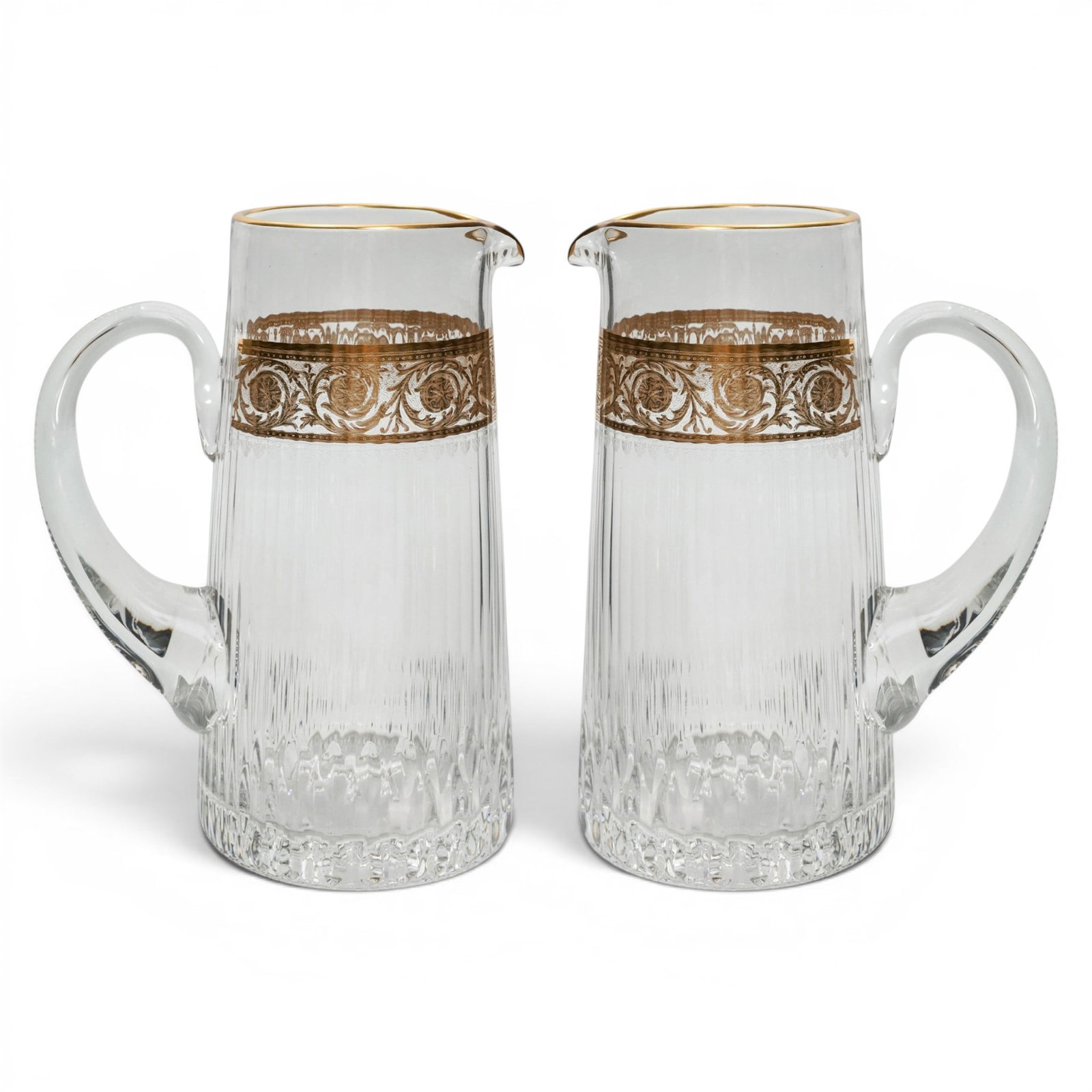 Pair of St. Louis "Thistle Gold" Crystal Pitchers (1 of 13)