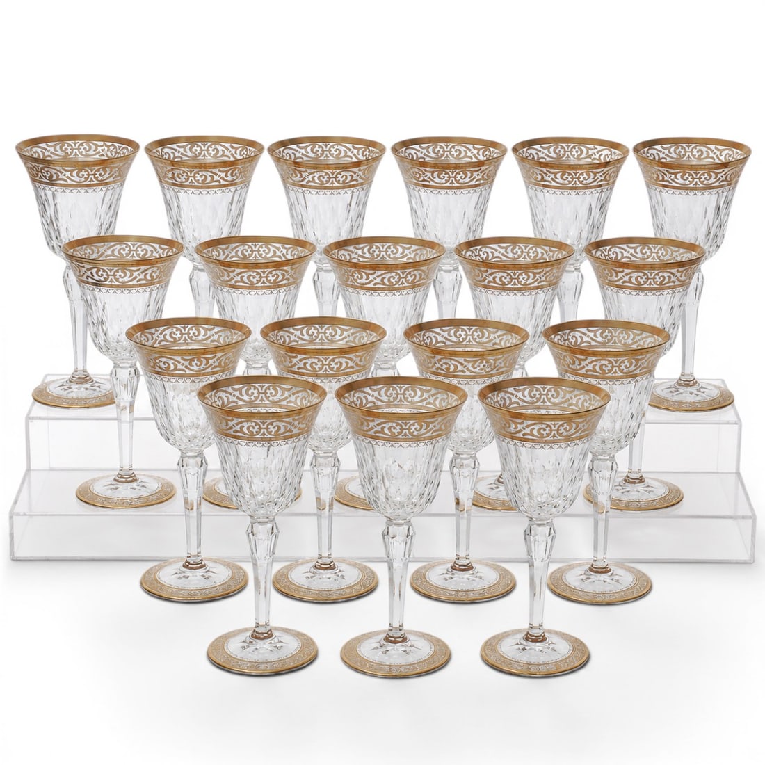 (18pc) St. Louis "Stella Gold" Crystal Wine Glasses (1 of 7)